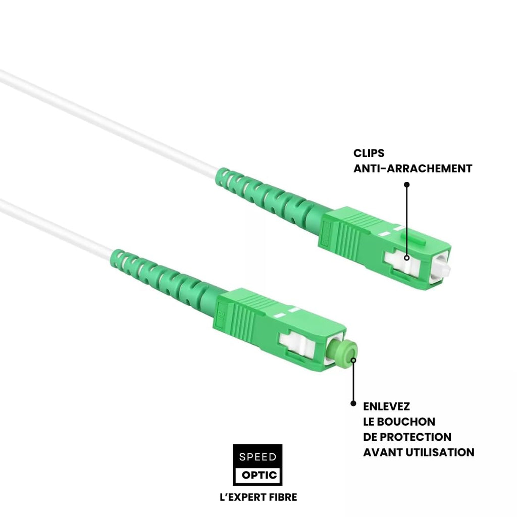 Câble Fibre Optique SC/APC Orange Livebox, SFR, Bouygues - Speedoptic